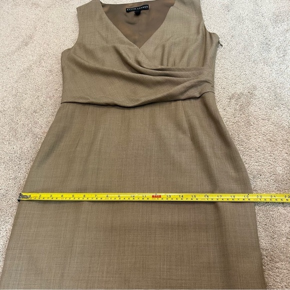 Ralph Lauren tan camel brown sleeveless wool cashmere belted midi dress Sz 10 - Picture 14 of 15